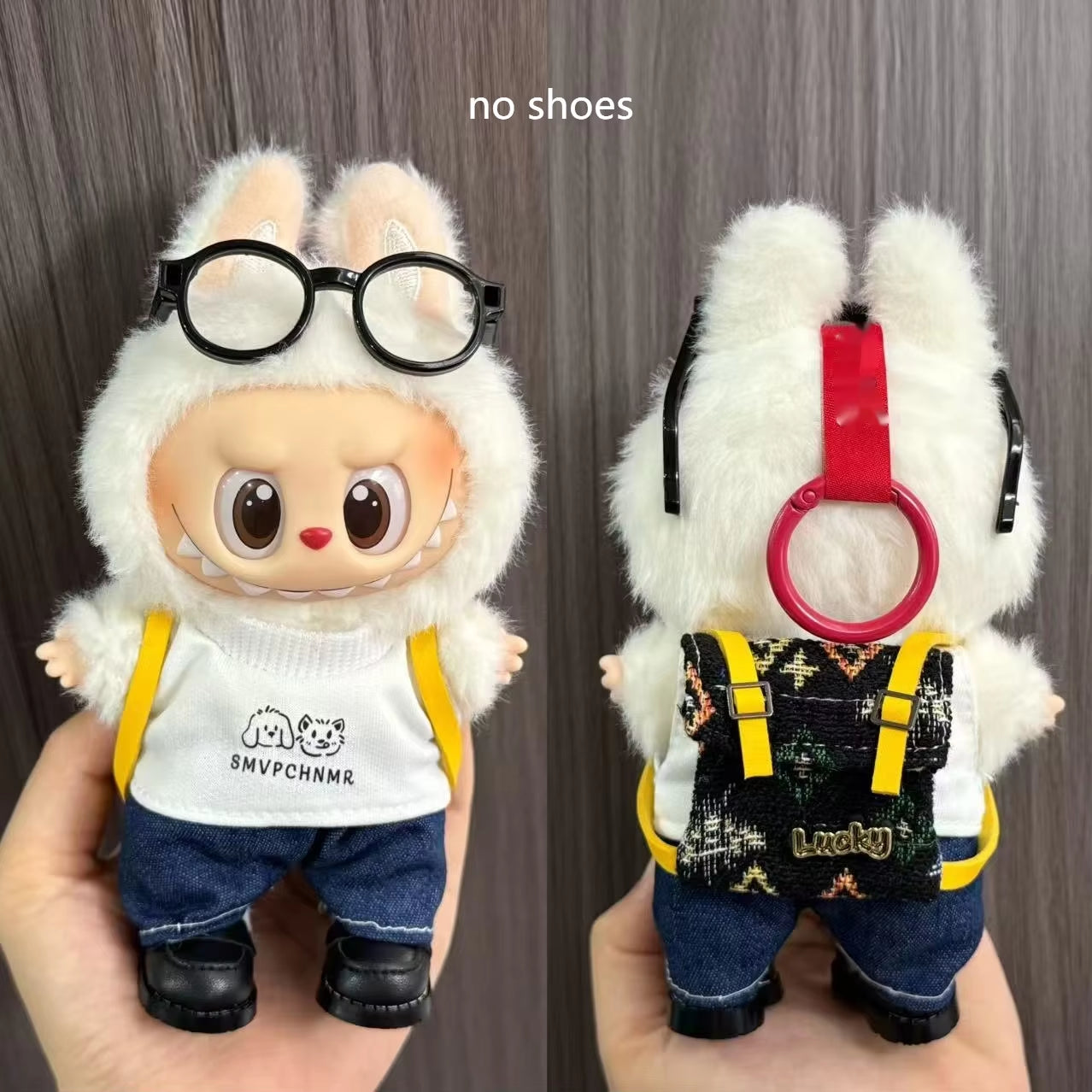 Only Clothes for Labubu Pendant Doll Clothing 17Cm Skirt Dressing Set Halloween Baby Dolls Cute Toy Gift Wings Fashion Trend
