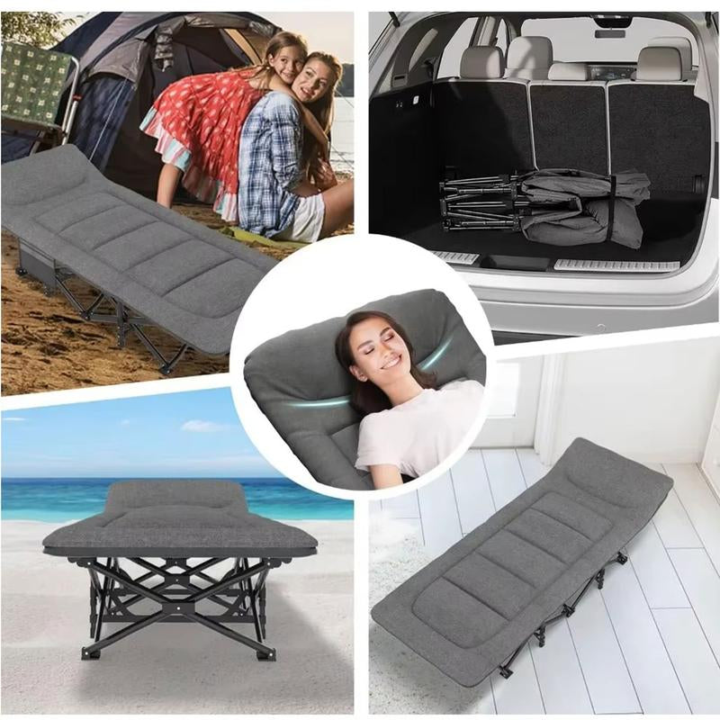 Dealsforyouday Camping Cot with Cushion and Eye Mask, Folding Outdoor Furniture, Heavy Duty Outdoor Single Lunch Bed, Afternoon Time Travel Camping Bed, Beach Lawn Park Universal
