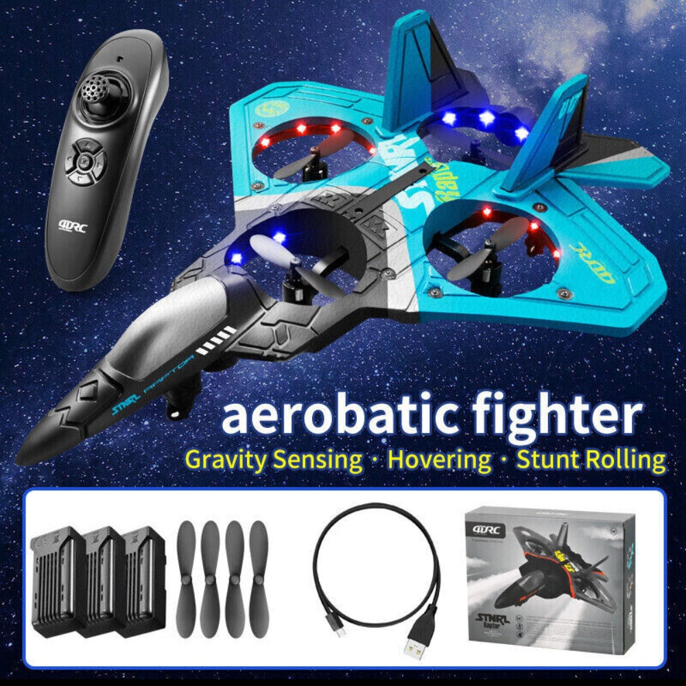 4DRC V17 Remote Control Plane 2.4Ghz Foam RC Airplanes Helicopter Quadcopter,Spinning Drone with Cool Light,Gifts for Kids Adults.Logistics Is Randomly Sent by Ups,Usps,Fedex,Amazon Logistics.