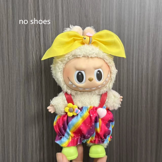 Only Clothes for Labubu Pendant Doll Clothing 17Cm Skirt Dressing Set Halloween Baby Dolls Cute Toy Gift Wings Fashion Trend