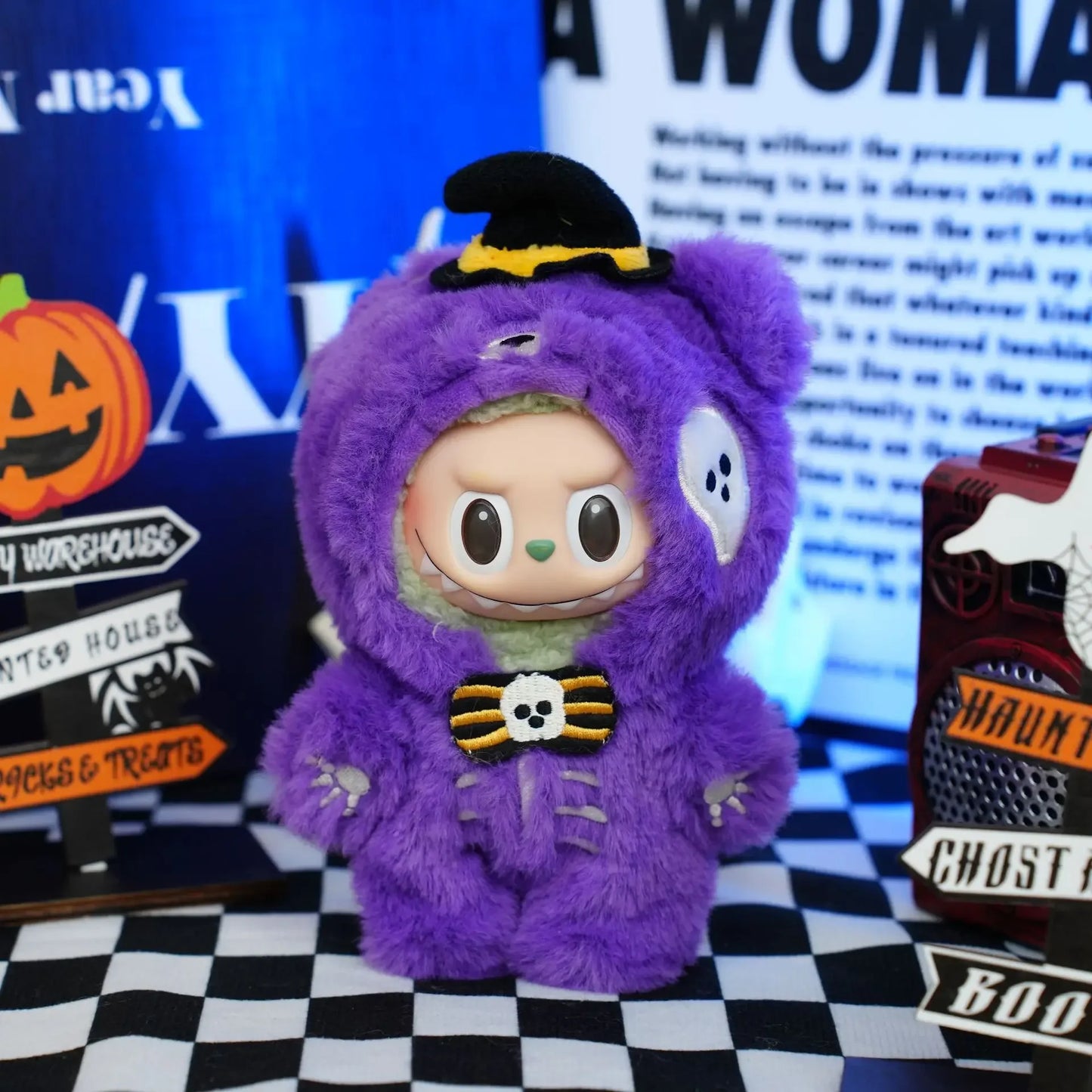 No Doll，For 17Cm Labubu Halloween Outfit Skull Uniform Decoration Little Cloths V1/V2/V3 Baby Clothes Cool Sweater Doll Can Be