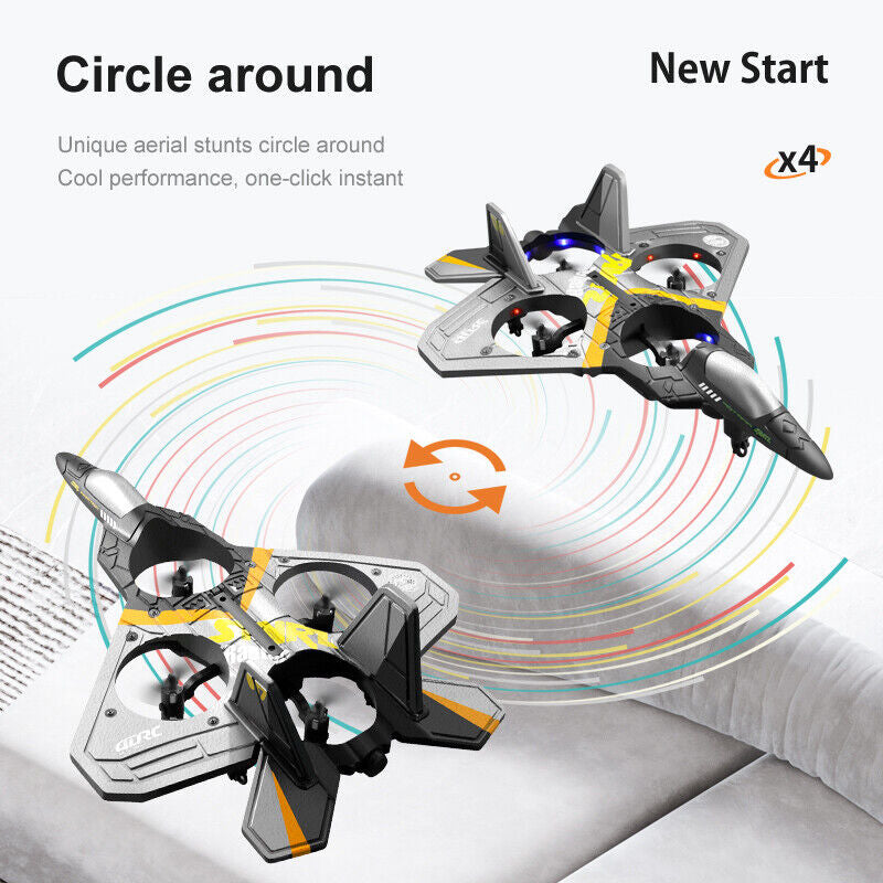 4DRC V17 Remote Control Plane 2.4Ghz Foam RC Airplanes Helicopter Quadcopter,Spinning Drone with Cool Light,Gifts for Kids Adults.Logistics Is Randomly Sent by Ups,Usps,Fedex,Amazon Logistics.