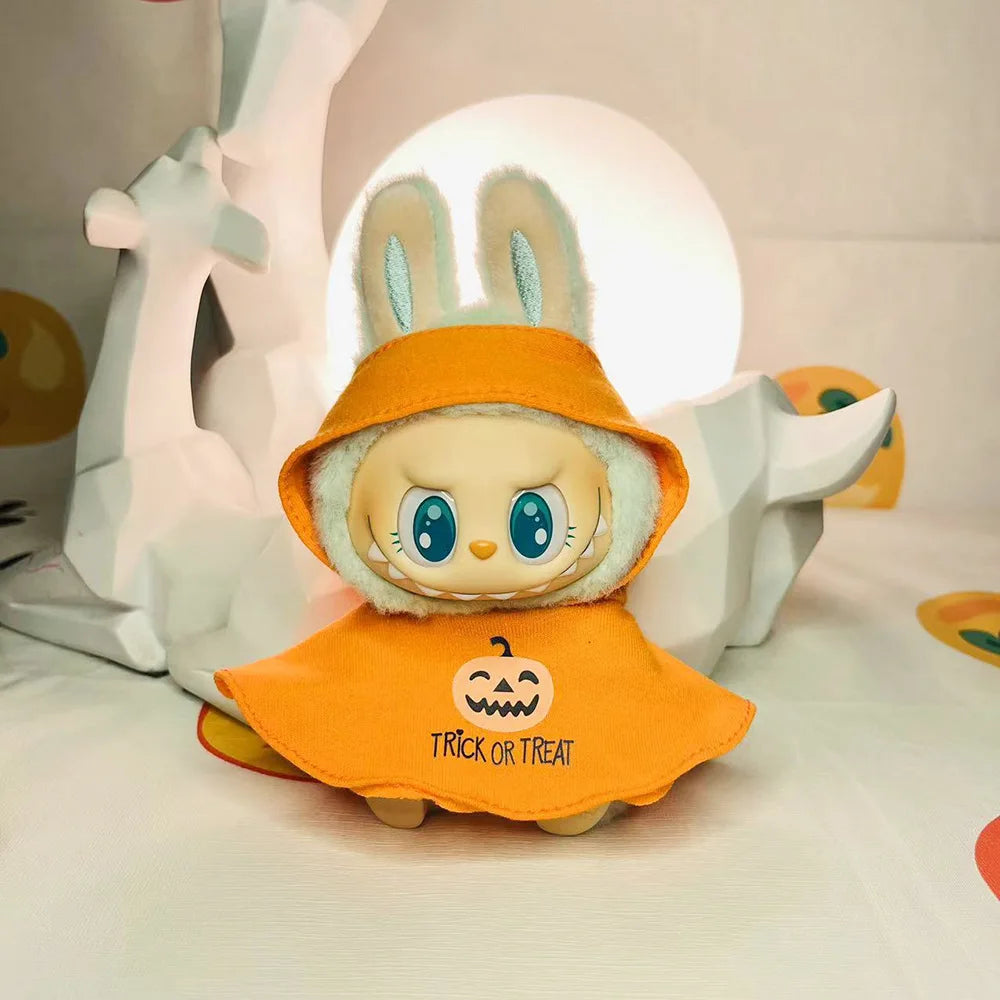 Labubu 3.0 Halloween Bat Pumpkin Set for Korea Kpop Exo Small Broom Cloak Dolls Accessories