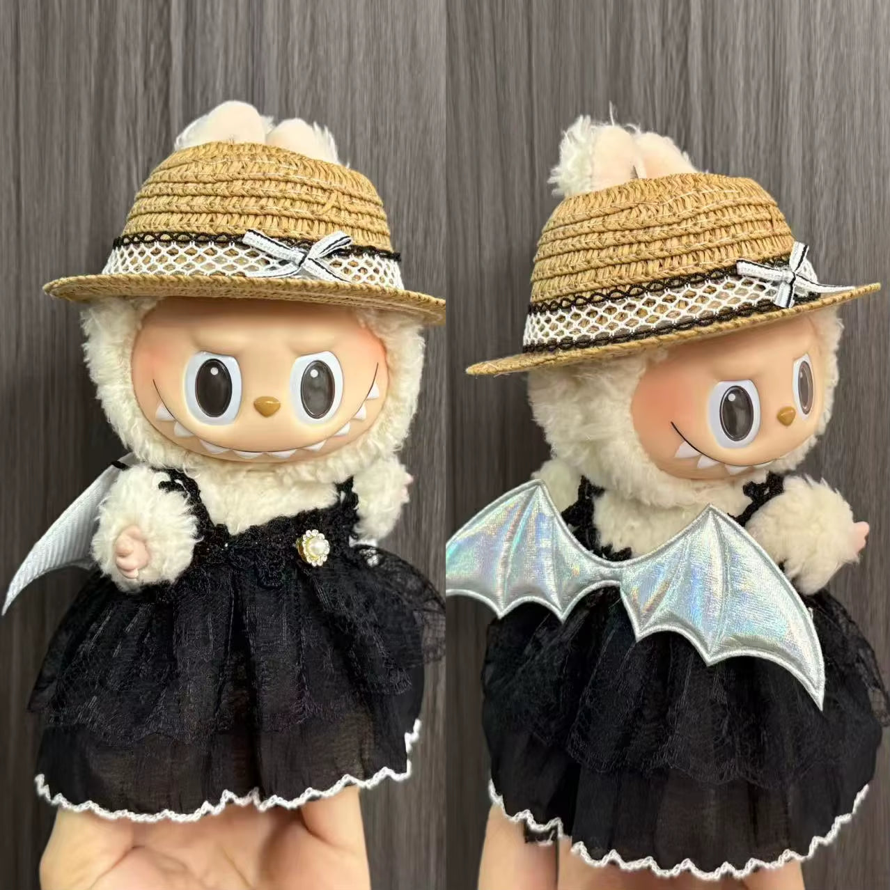 Only Clothes for Labubu Pendant Doll Clothing 17Cm Skirt Dressing Set Halloween Baby Dolls Cute Toy Gift Wings Fashion Trend