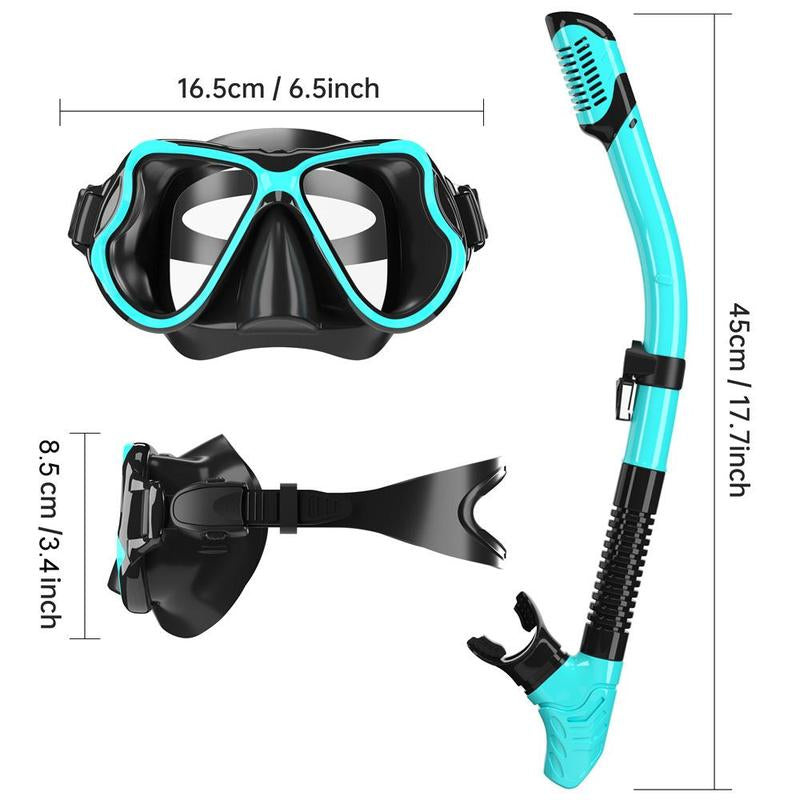Dry Snorkel Set, 1 Set Anti-Fog Diving Mask with Snorkel, Professional Snorkeling Equipment, Comfortable and High-Performance Snorkeling Gear