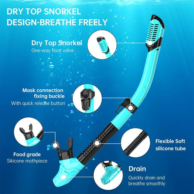 Dry Snorkel Set, 1 Set Anti-Fog Diving Mask with Snorkel, Professional Snorkeling Equipment, Comfortable and High-Performance Snorkeling Gear