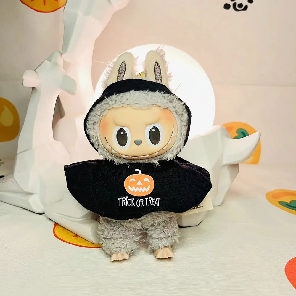 Labubu 3.0 Halloween Bat Pumpkin Set for Korea Kpop Exo Small Broom Cloak Dolls Accessories
