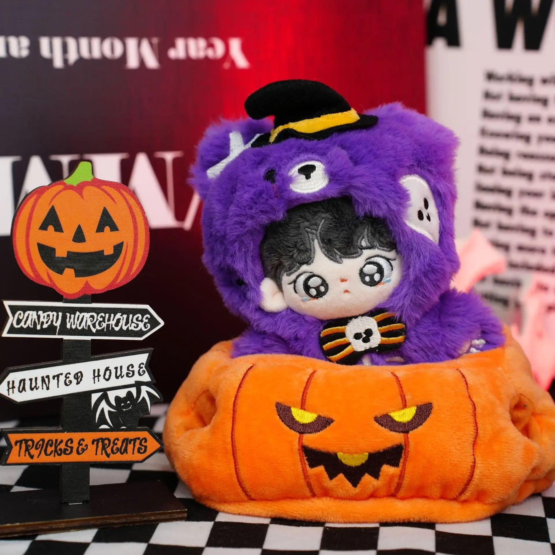 No Doll，For 17Cm Labubu Halloween Outfit Skull Uniform Decoration Little Cloths V1/V2/V3 Baby Clothes Cool Sweater Doll Can Be