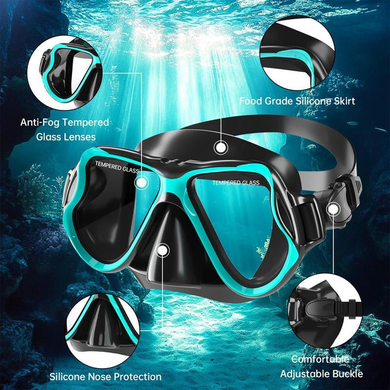 Dry Snorkel Set, 1 Set Anti-Fog Diving Mask with Snorkel, Professional Snorkeling Equipment, Comfortable and High-Performance Snorkeling Gear