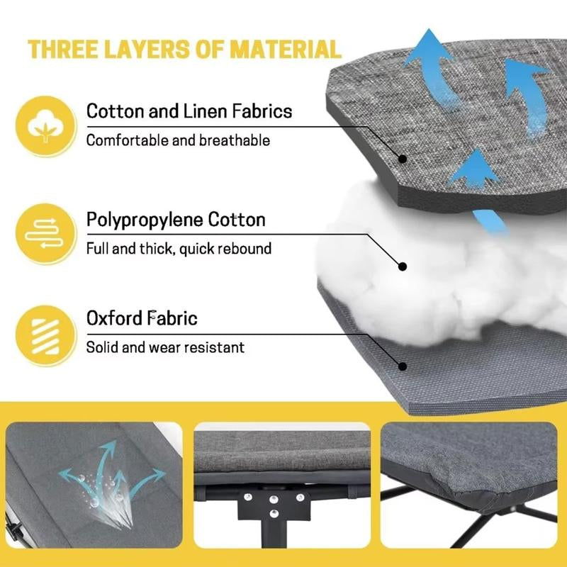Dealsforyouday Camping Cot with Cushion and Eye Mask, Folding Outdoor Furniture, Heavy Duty Outdoor Single Lunch Bed, Afternoon Time Travel Camping Bed, Beach Lawn Park Universal