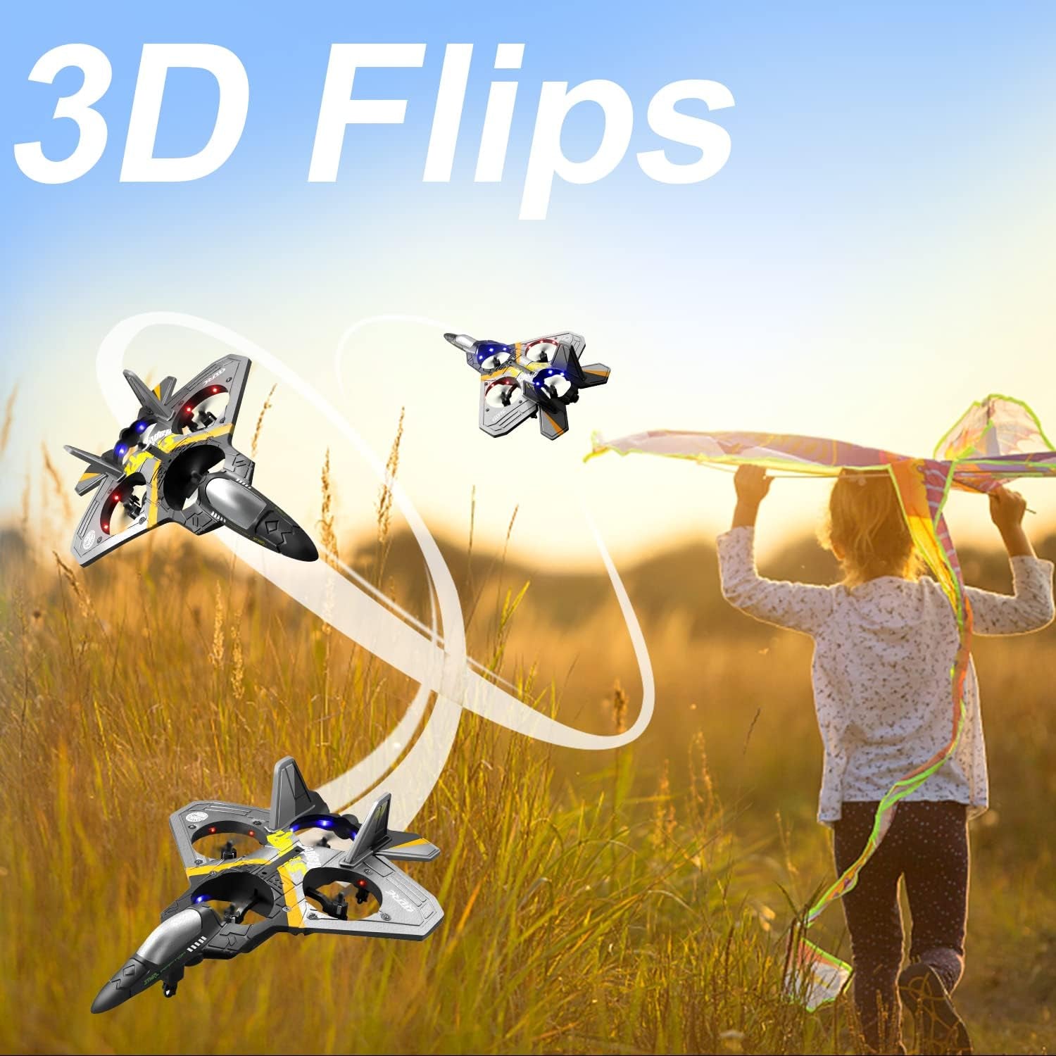4DRC V17 Remote Control Plane 2.4Ghz Foam RC Airplanes Helicopter Quadcopter,Spinning Drone with Cool Light,Gifts for Kids Adults.Logistics Is Randomly Sent by Ups,Usps,Fedex,Amazon Logistics.