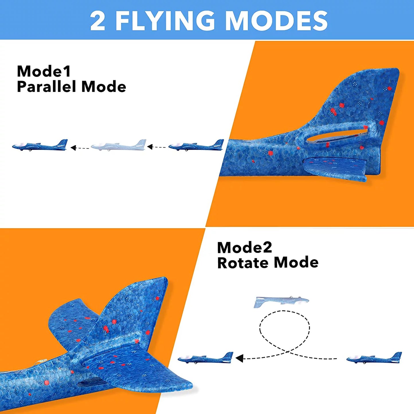 2 Pack 17.5" Airplane Launcher Toys, 2 Flight Modes LED Foam Glider Catapult Plane, Outdoor Sport Flying Toy for Kids Boys Girls 4-12 Y