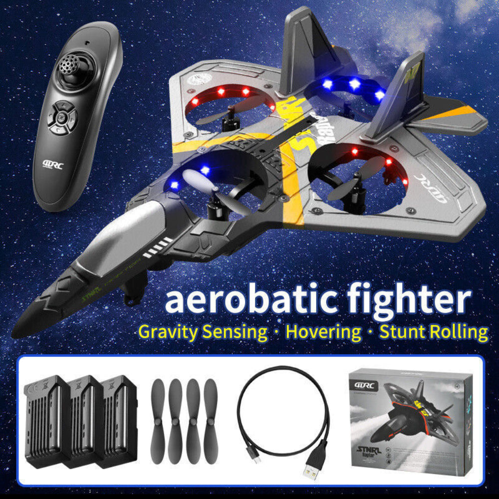 4DRC V17 Remote Control Plane 2.4Ghz Foam RC Airplanes Helicopter Quadcopter,Spinning Drone with Cool Light,Gifts for Kids Adults.Logistics Is Randomly Sent by Ups,Usps,Fedex,Amazon Logistics.