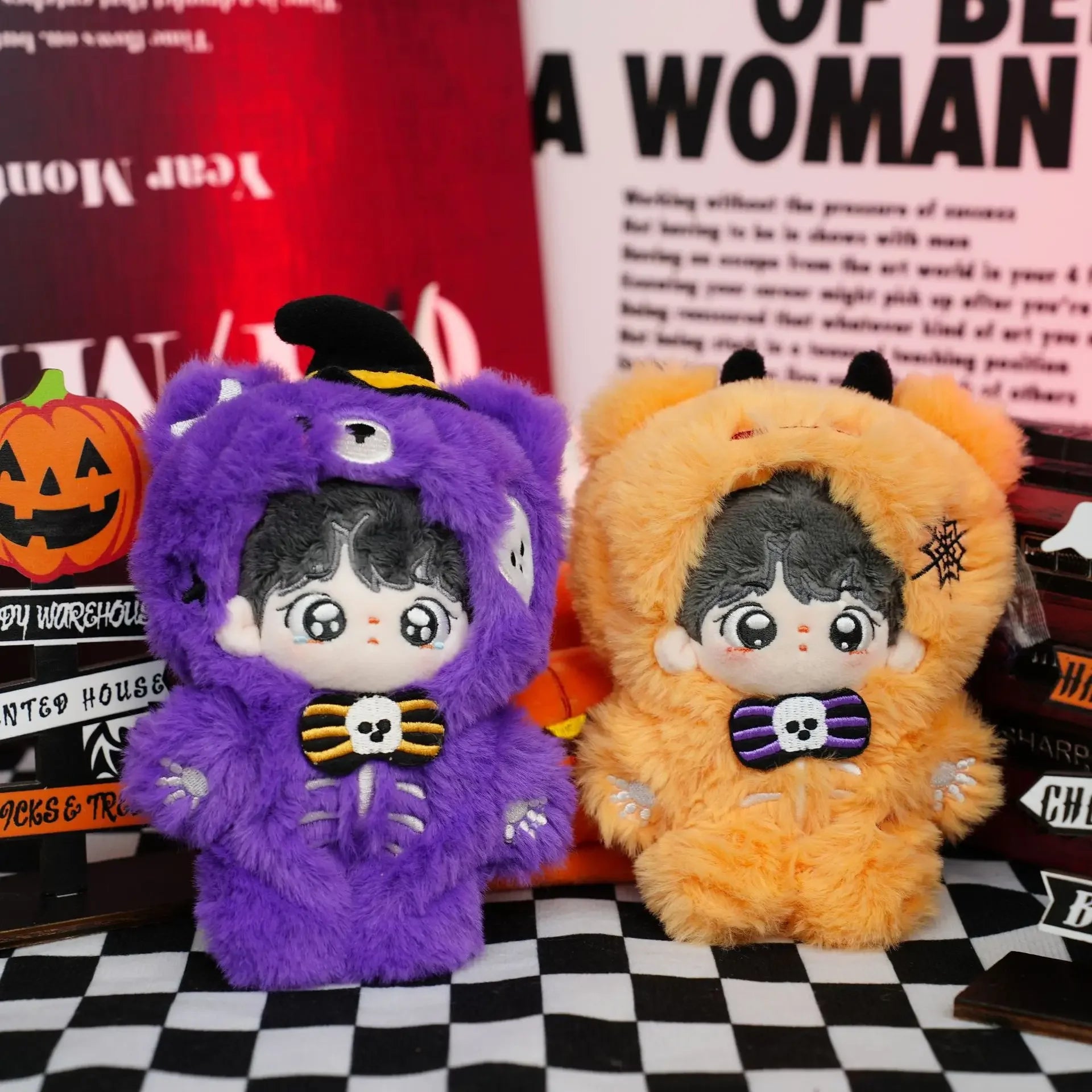 No Doll，For 17Cm Labubu Halloween Outfit Skull Uniform Decoration Little Cloths V1/V2/V3 Baby Clothes Cool Sweater Doll Can Be