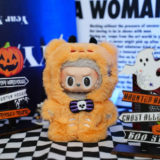 No Doll，For 17Cm Labubu Halloween Outfit Skull Uniform Decoration Little Cloths V1/V2/V3 Baby Clothes Cool Sweater Doll Can Be